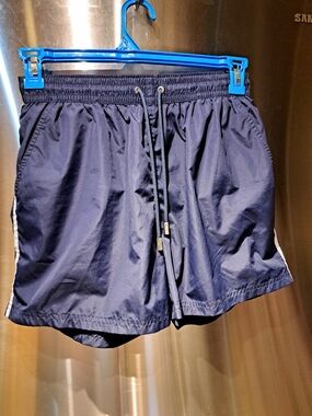 Massimo Dutti Navy Blue Drawstring Detail Shorts